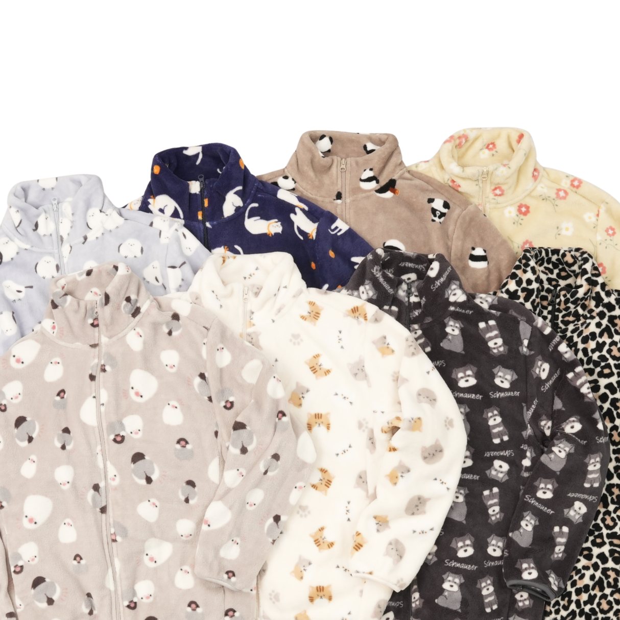 シルキーフリースジャケット総柄