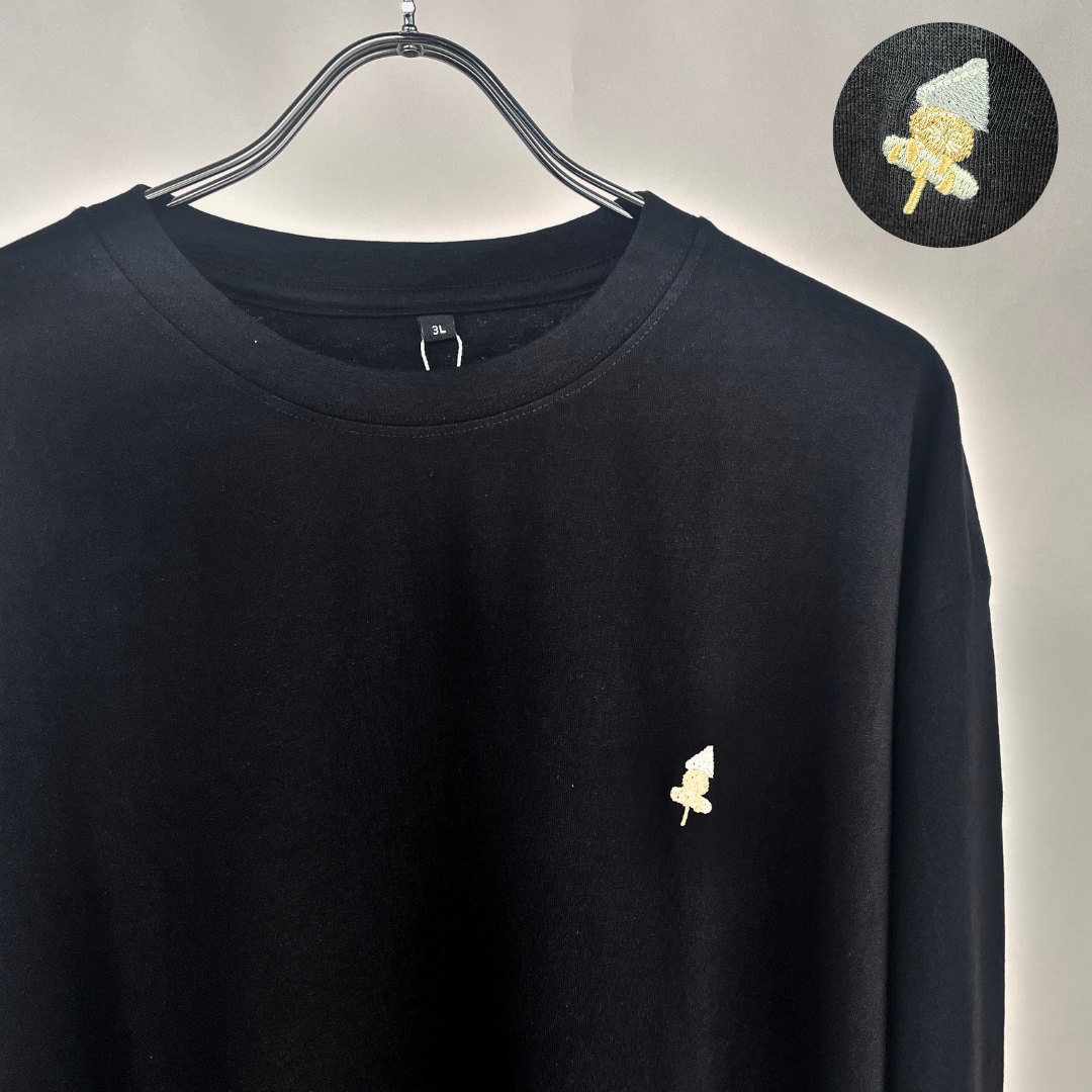 綿100%長袖刺繍Tシャツ