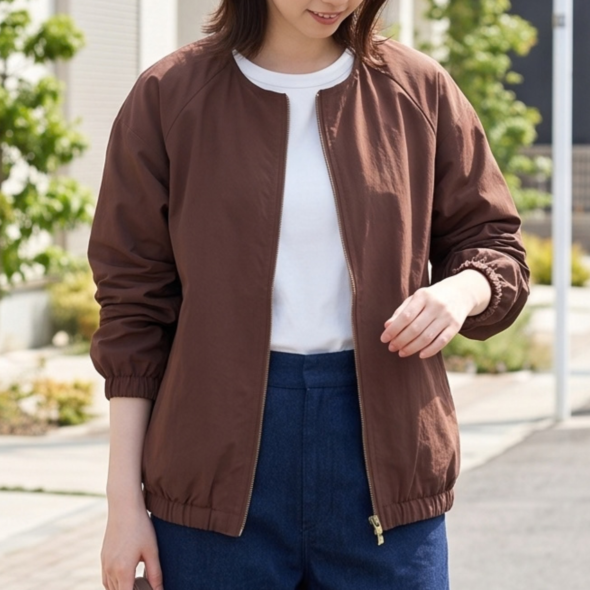 ノーカラーブルゾン