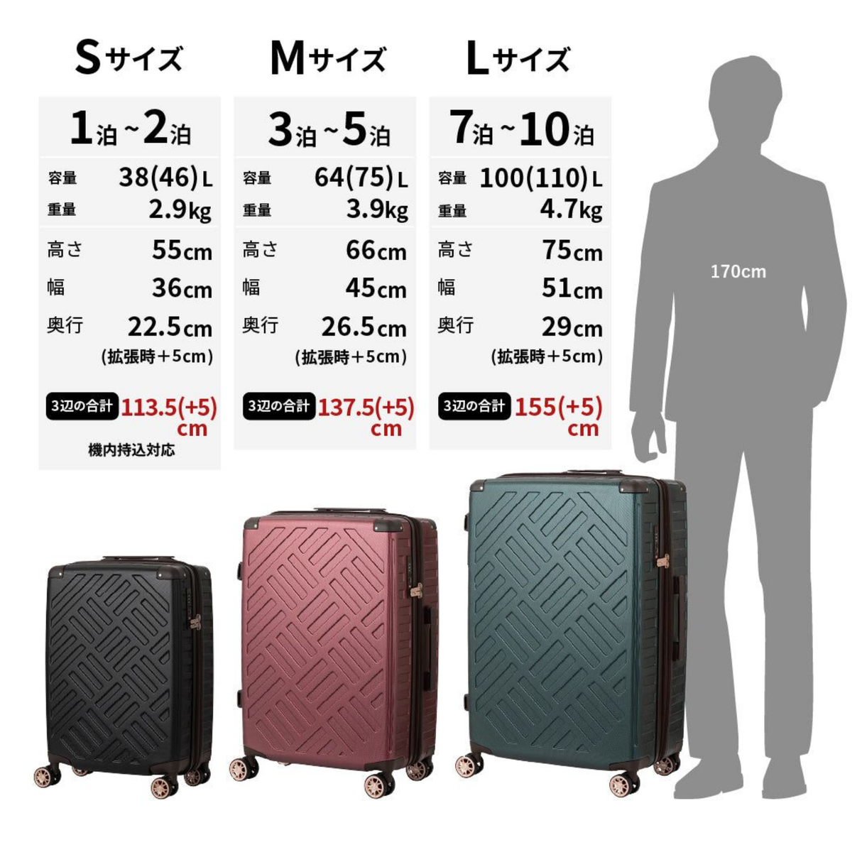 拡張ファスナーキャリーDECK ZIPPER PLUS38L