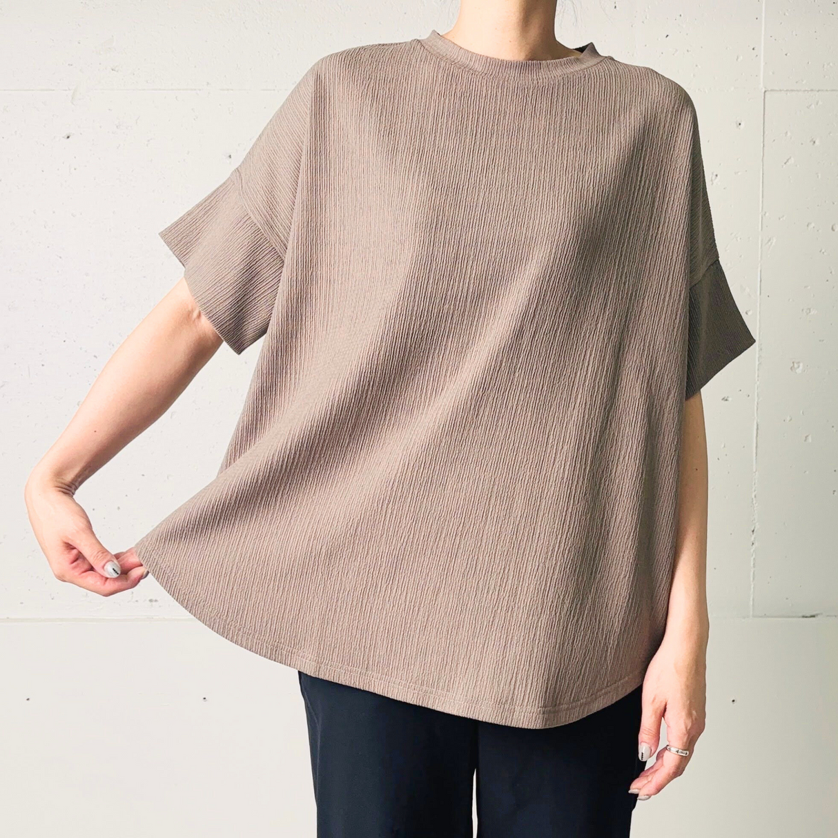 ひんやり冷感楊柳ゆるシルエットTシャツ