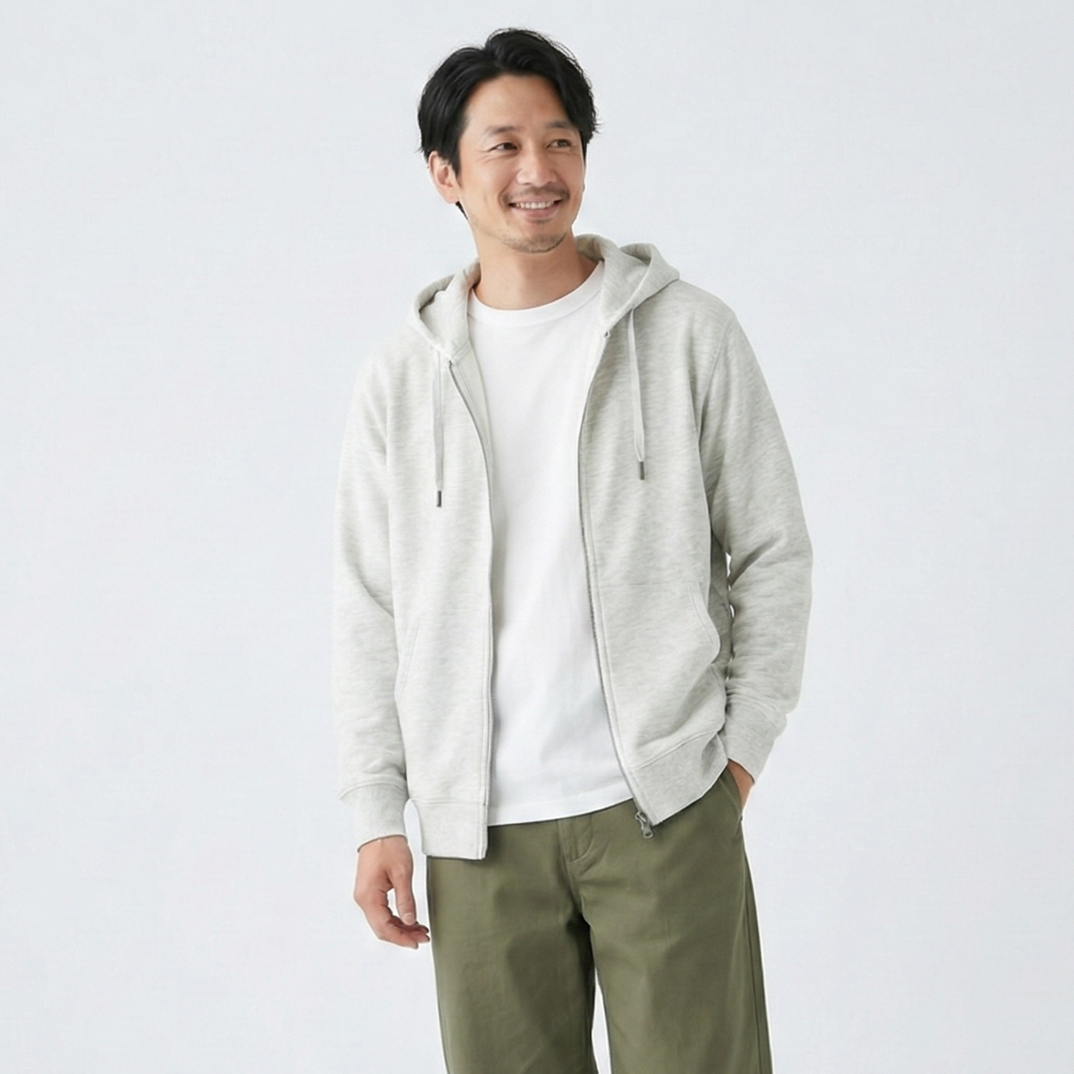 裏起毛スウェットダブルジップパーカー