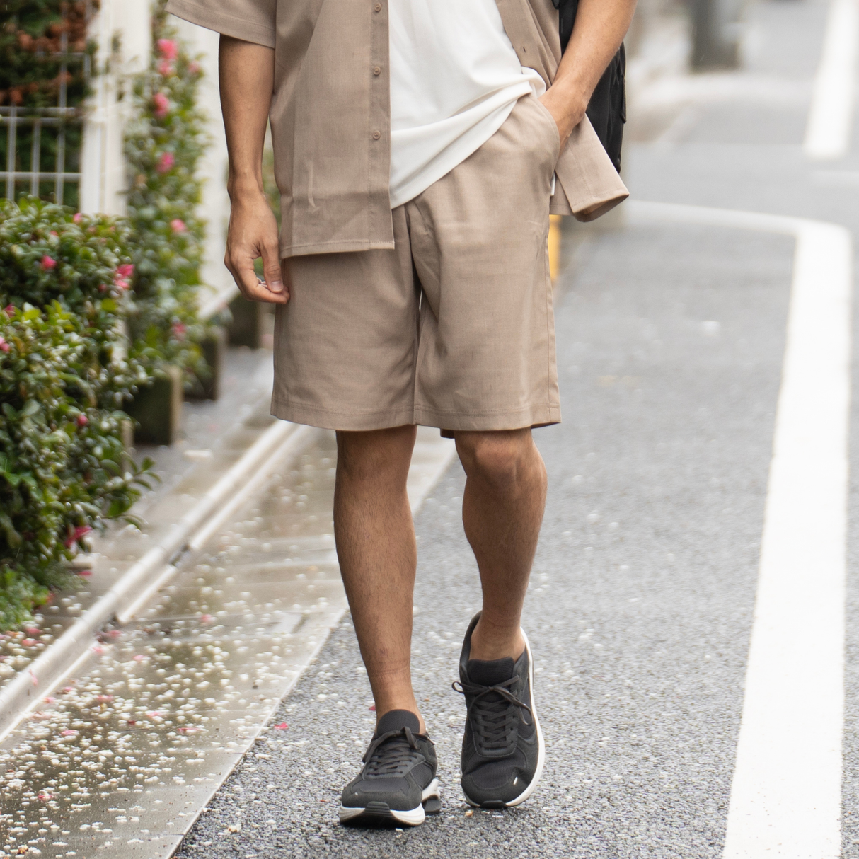 NOBIRUNOストレッチショートパンツ(リネンライク)