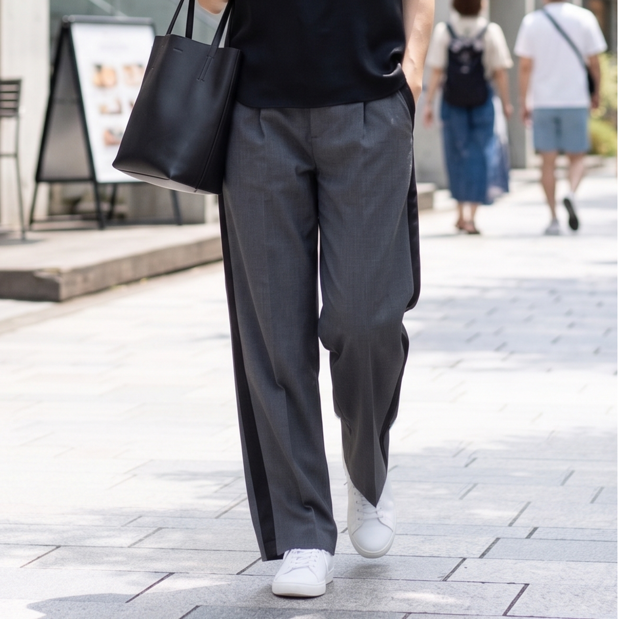 【Room&Out Work】サイドラインセミワイドパンツ