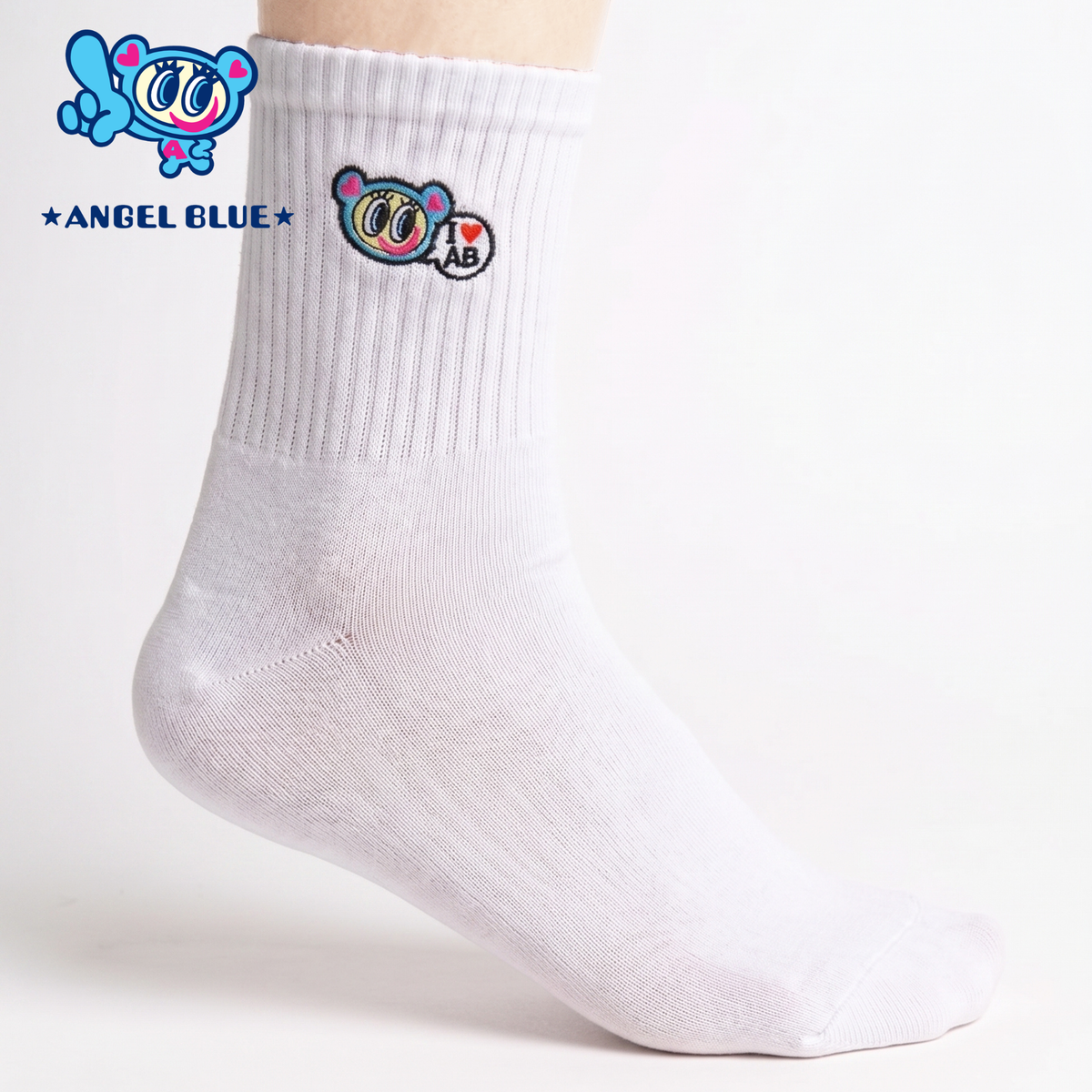 【ANGEL BLUE】ワンポイント刺繍 靴下