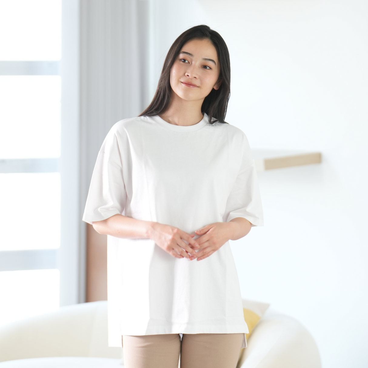 綿100%ワイドスリットTシャツ
