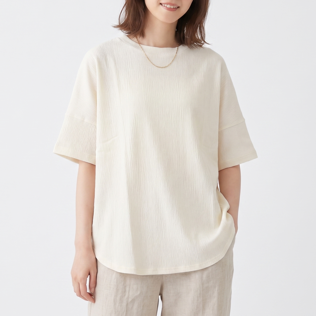 サラックス楊柳ゆるシルエットTシャツ
