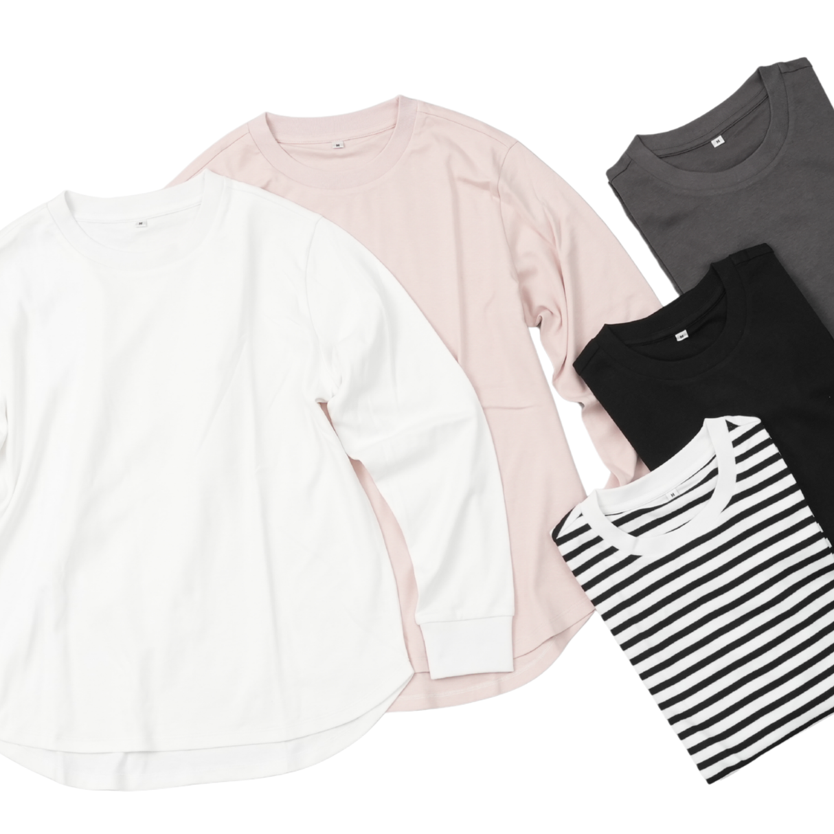 プレミアムファインコットンクルーネック長袖Tシャツ