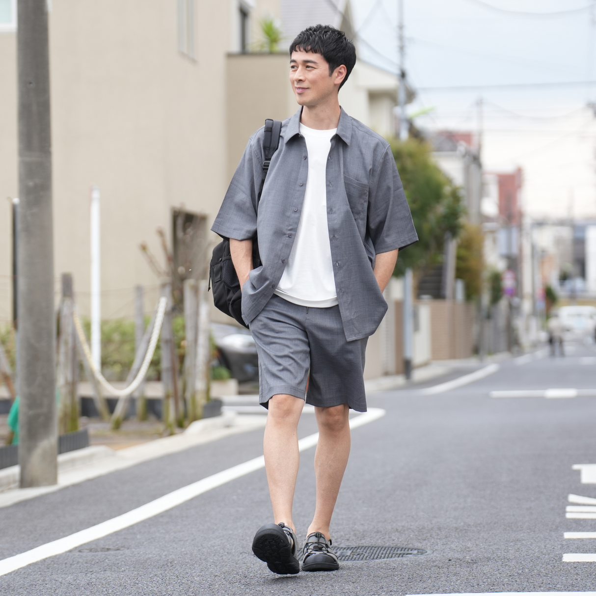 NOBIRUNOストレッチ半袖シャツ(リネンライク)