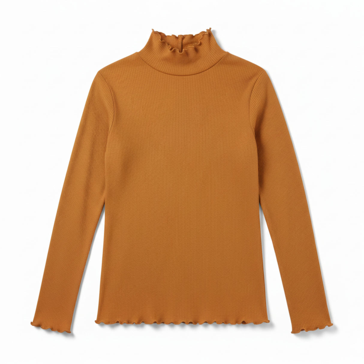 リブメローハイネック長袖Tシャツ