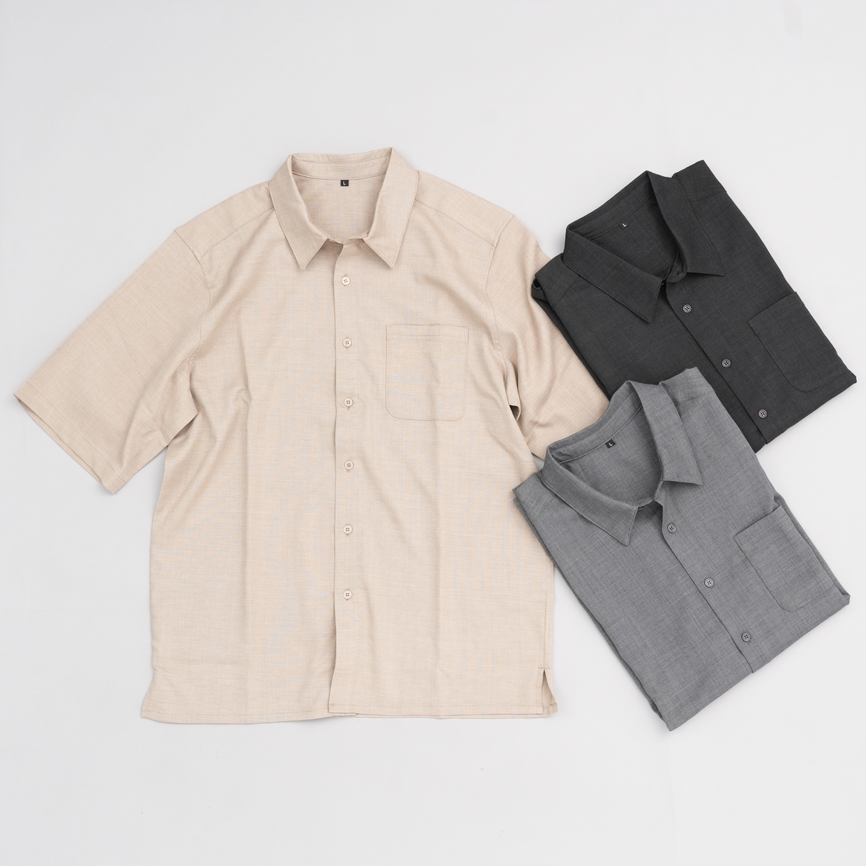 NOBIRUNOストレッチ半袖シャツ(リネンライク)