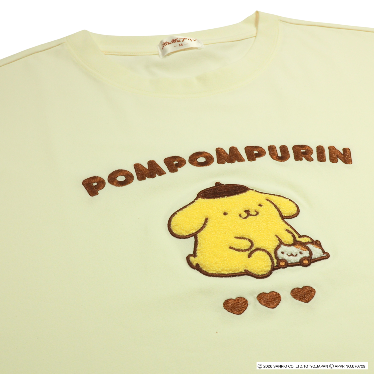 【サンリオキャラクターズ】ポムポムプリンフロント刺繍冷感Tシャツ