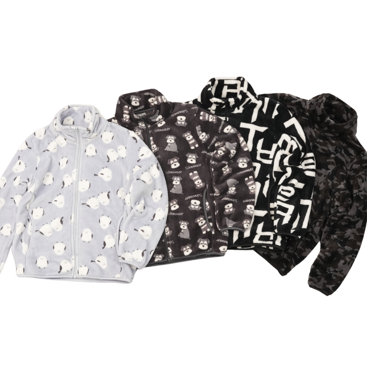 キッズシルキーフリースジャケット総柄