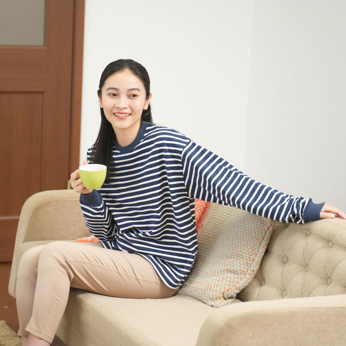 しっかりコットンボーダーTシャツ(長袖)