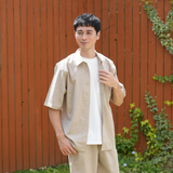 NOBIRUNOストレッチ半袖シャツ（リネンライク）