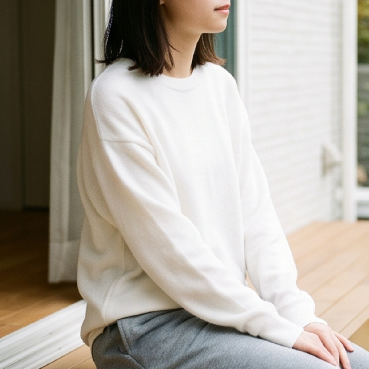 ソフトニットクルーネックTシャツ