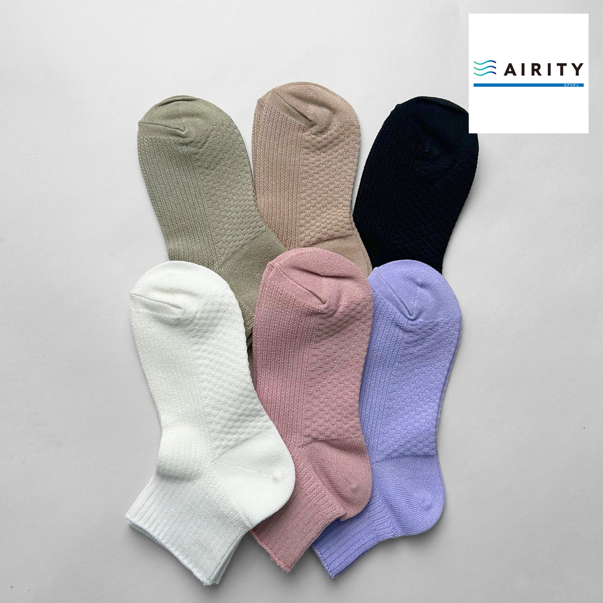 AIRITYソックスハーフ（鹿の子メッシュ）