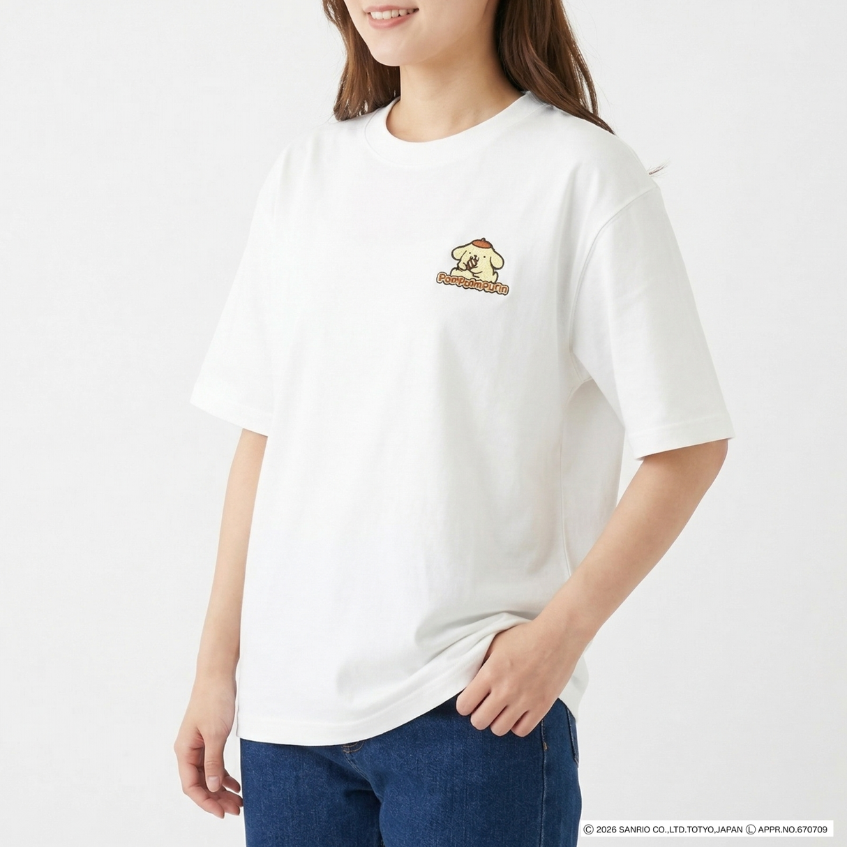 【サンリオキャラクターズ】ポムポムプリンワンポイント冷感Tシャツ