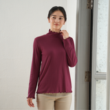 リブメローハイネック長袖Tシャツ