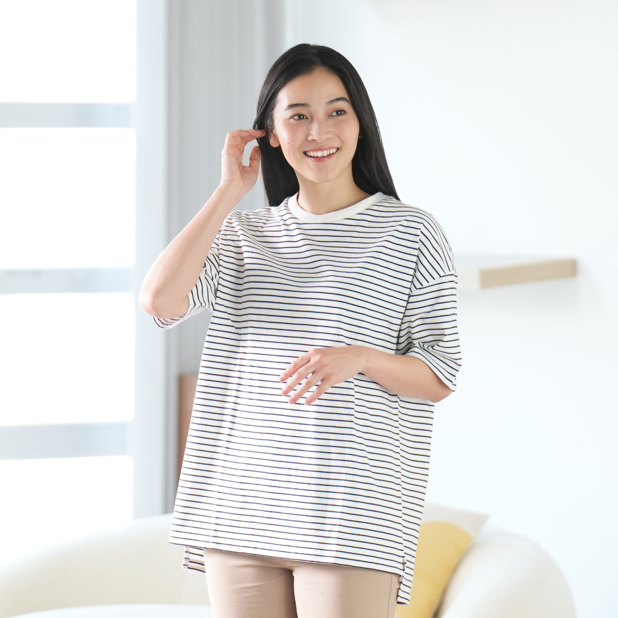 綿100%ワイドスリットTシャツ