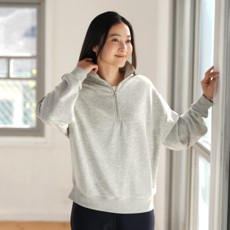 ふんわりタッチスウェットハーフジップ
