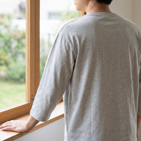 綿100%7分袖Tシャツ