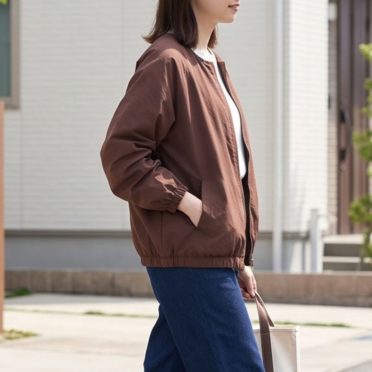 ノーカラーブルゾン