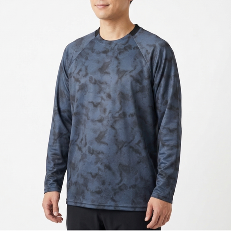 【Room＆Active】ドライ総柄プリント長袖Tシャツ