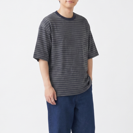 ［AIRITY］オーバーサイズTシャツ(マイクロボーダー)