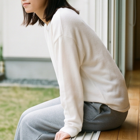 ソフトニットクルーネックTシャツ