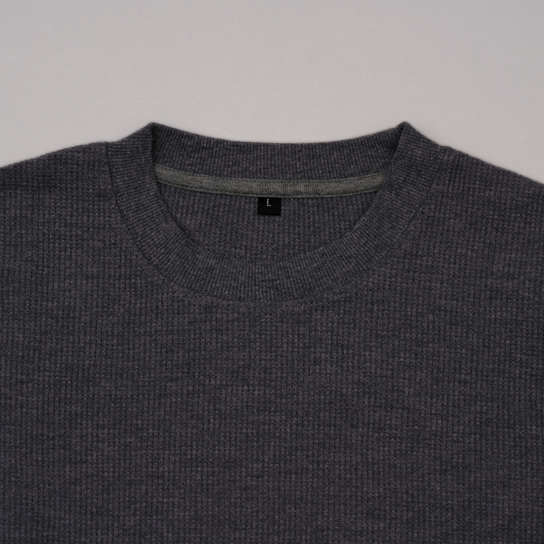 ワッフルクルーネック長袖Ｔシャツ