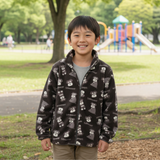 キッズシルキーフリースジャケット総柄