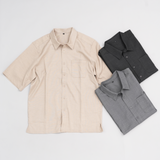 NOBIRUNOストレッチ半袖シャツ（リネンライク）