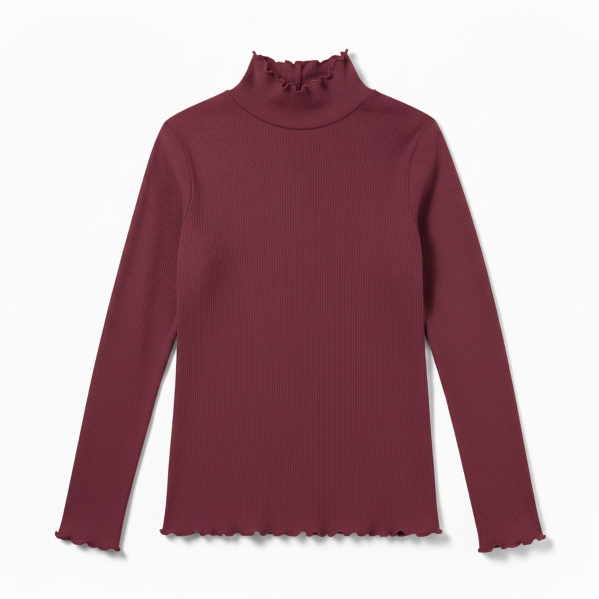 リブメローハイネック長袖Tシャツ