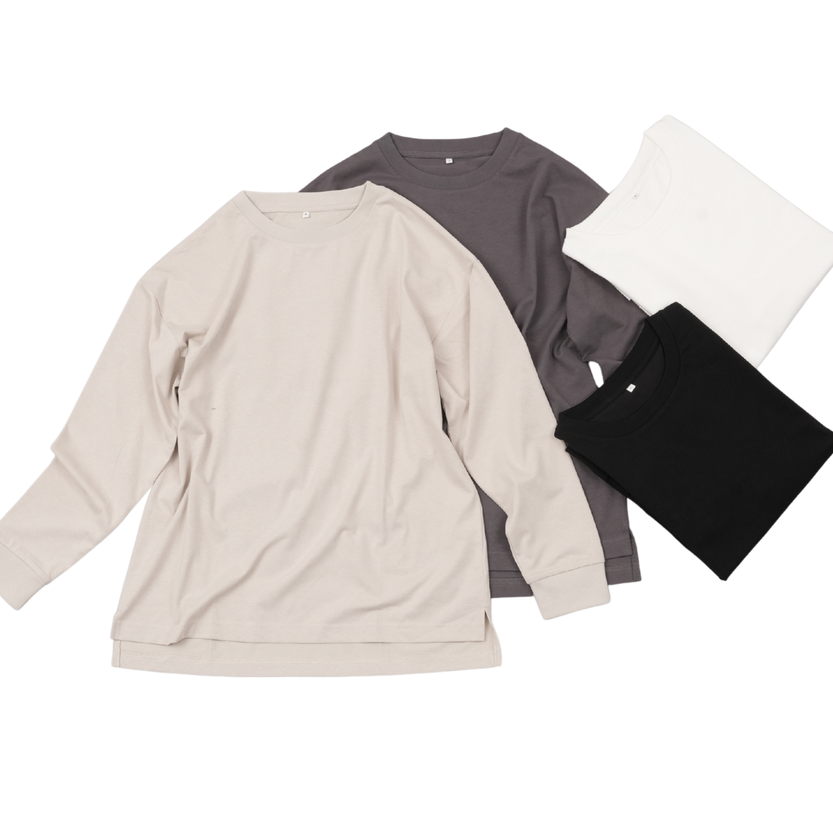 綿100%ワイドスリット長袖Tシャツ(2026年モデル)