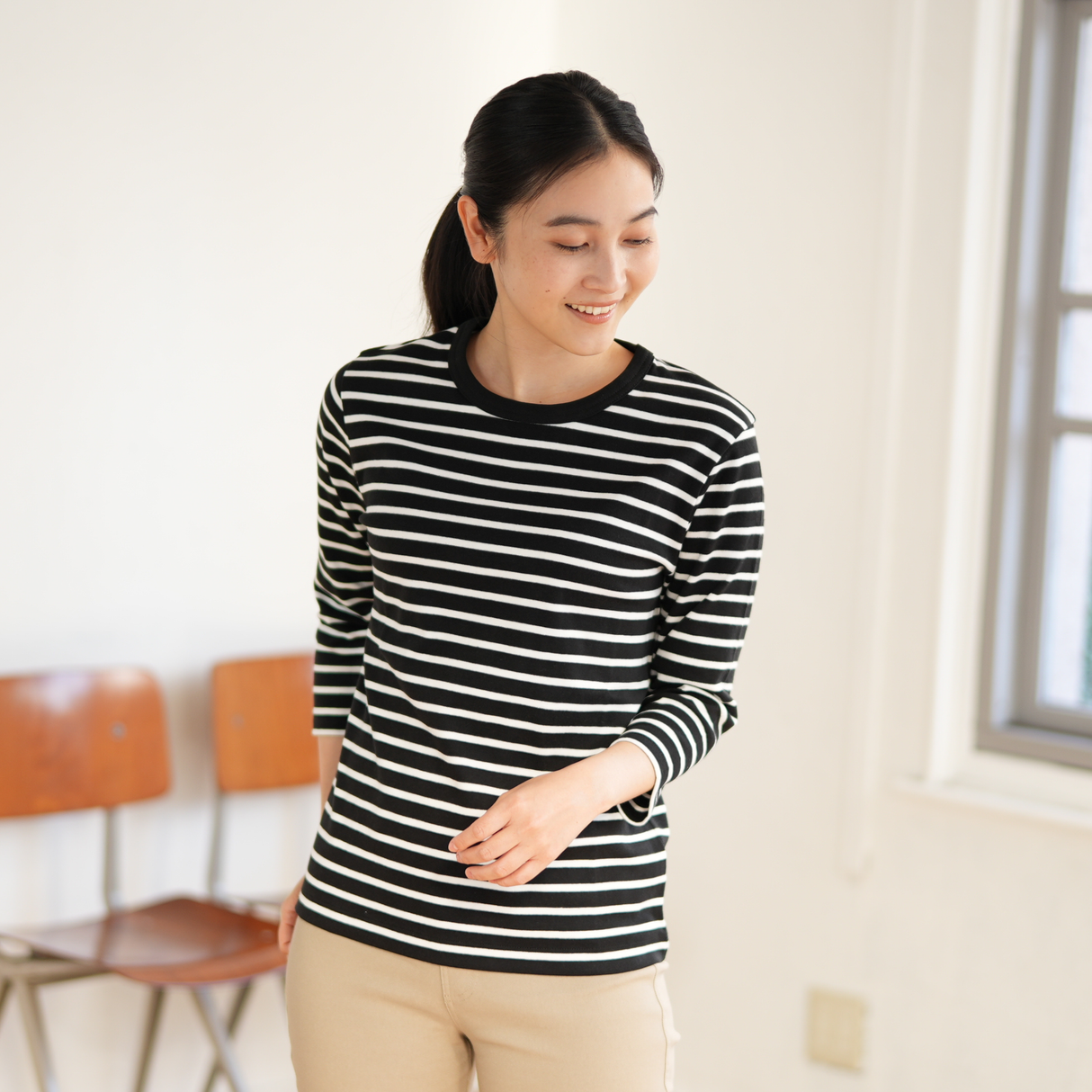 プレミアムファインコットン7分袖Tシャツ