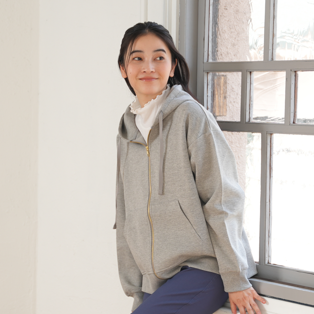 【AIRY】ストレッチ スウェット ジップパーカー